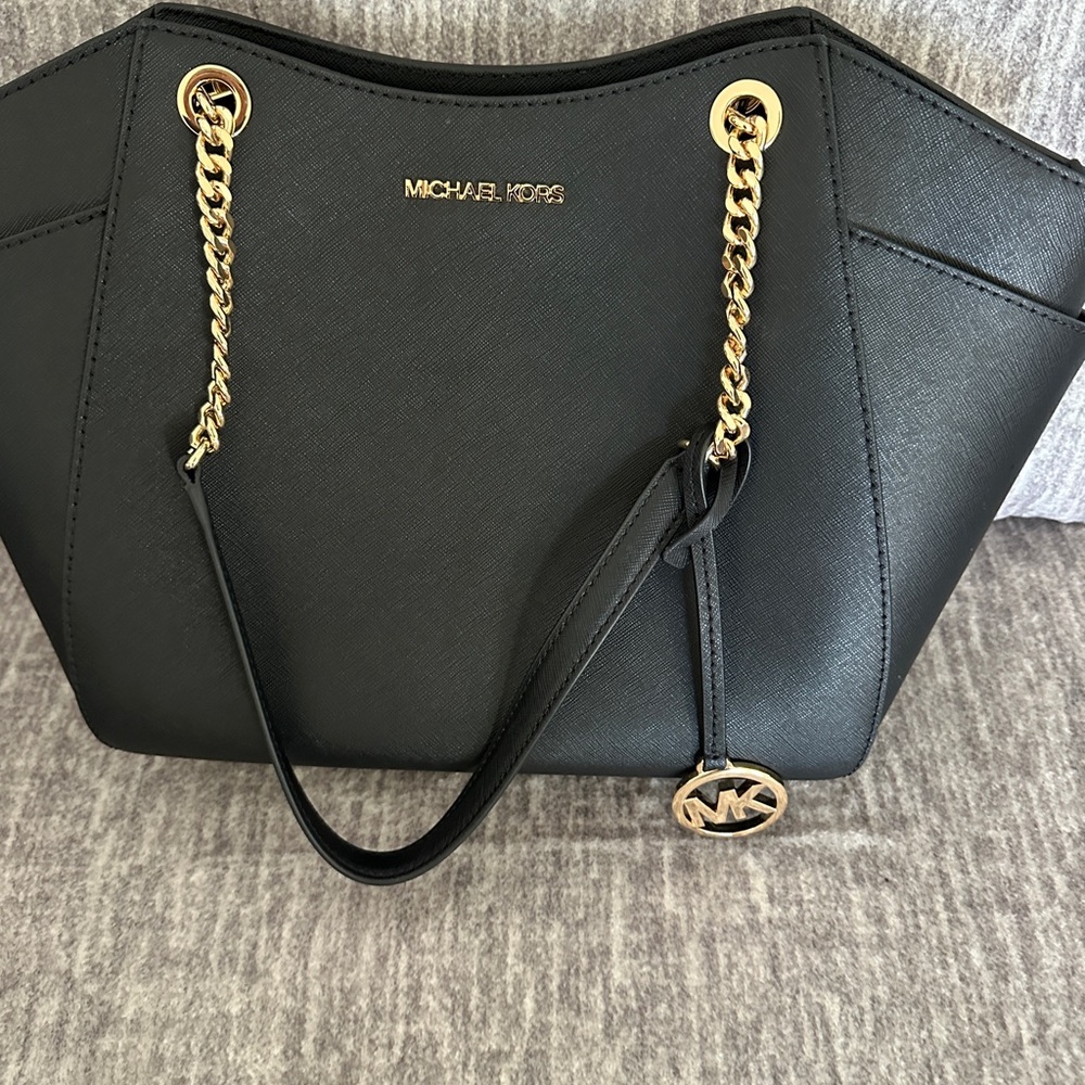 Michael Kors Black Tote with Gold Accents